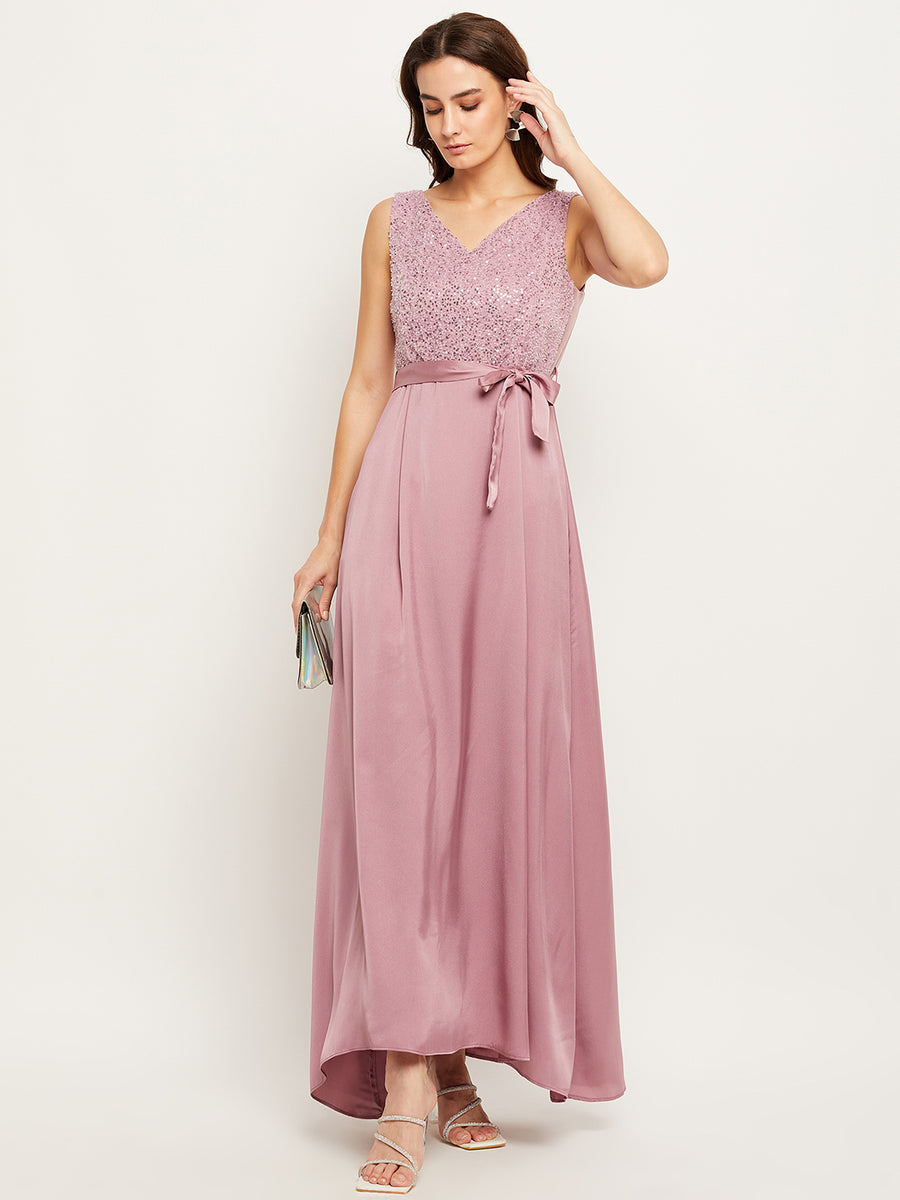 Dusty Pink Off-Shoulder Maternity Gown – ShObO